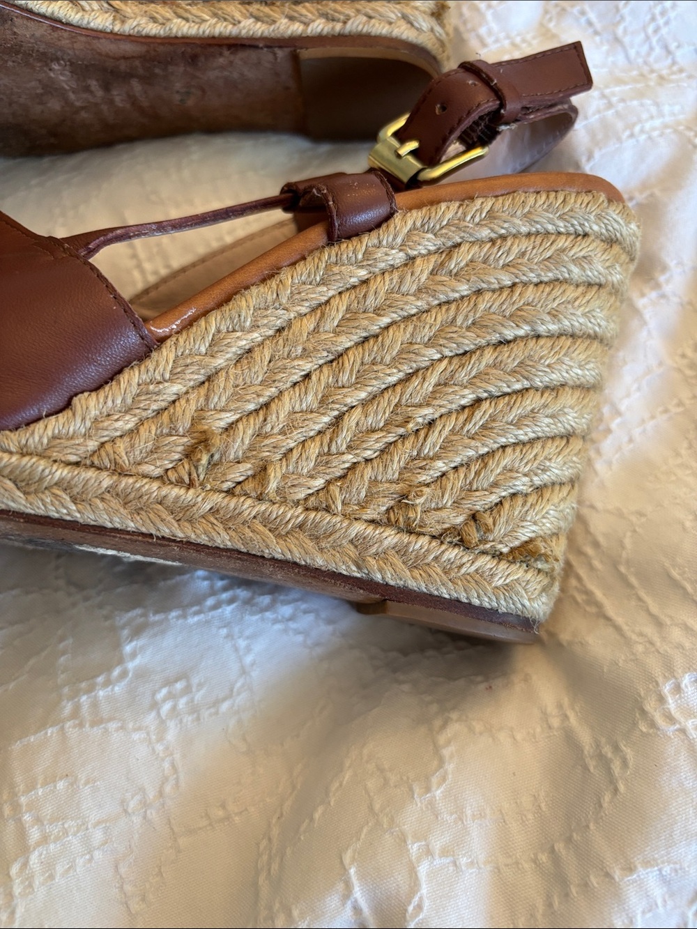Kate Spade Brown Leather Espadrille Wedges - Size 8M - Picture 10 of 16